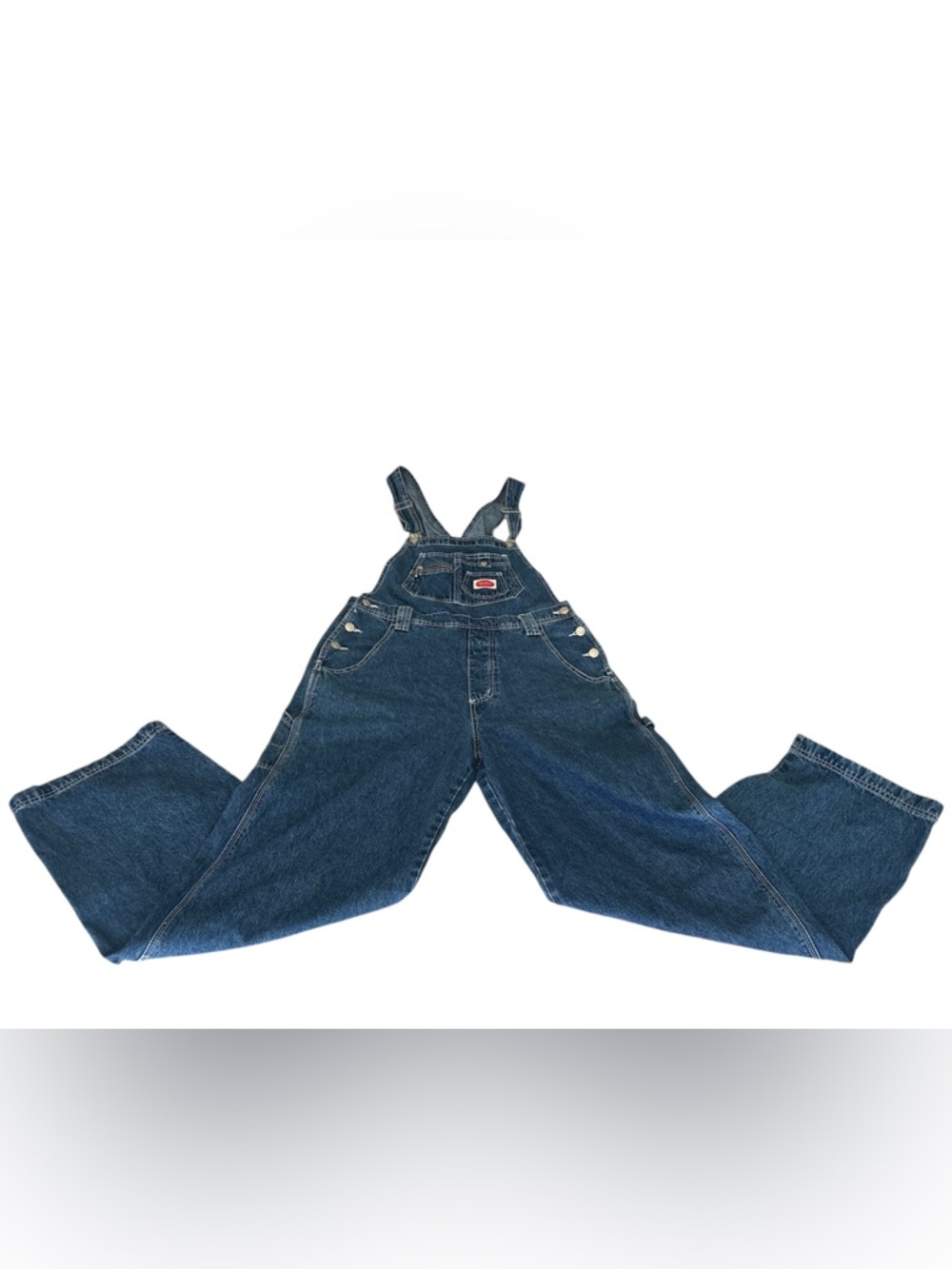 Vintage Revolt Bib Overalls Blue Denim Carpenter Jeans 90s Y2K Grunge Large EUC